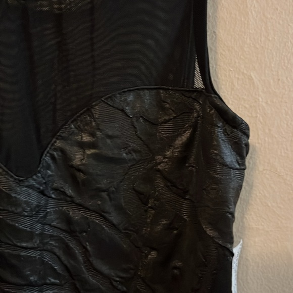 NWT Foreign Exchange Black Mesh Cut Out Embossed Textured Body Con Dress S - Picture 5 of 13